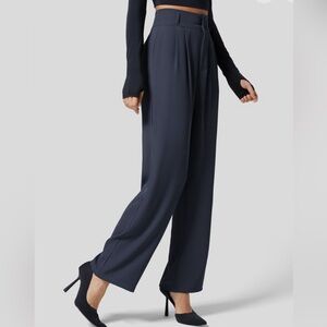 New | Halara High Waisted Straight Leg Work Pants | sz Large Tall | Navy